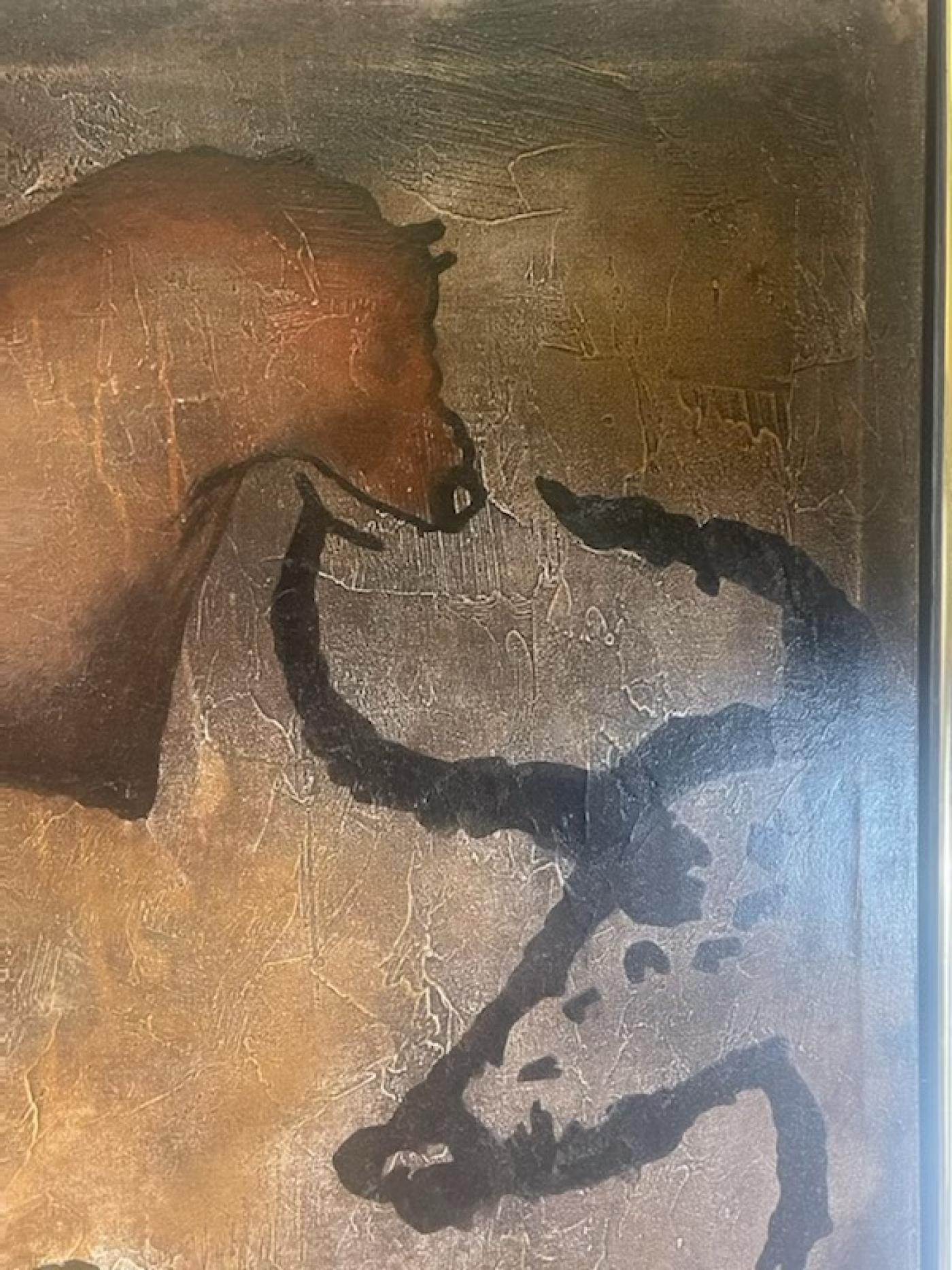 MID CENTURY MODERN ANIMAL CAVE PAINTING BY RAZELLE