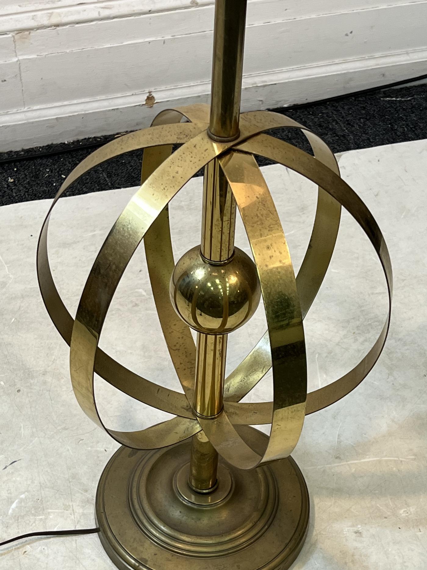 MODERNIST MID CENTURY BRASS ARMILLARY GLOBE FLOOR LAMP