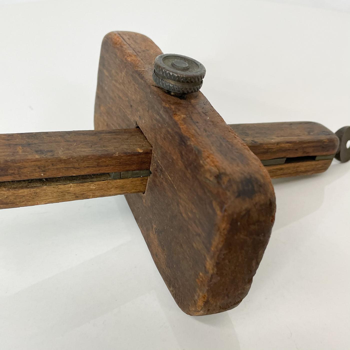 1920s Mahogany & Brass Antique Tool Carpentry Scribe