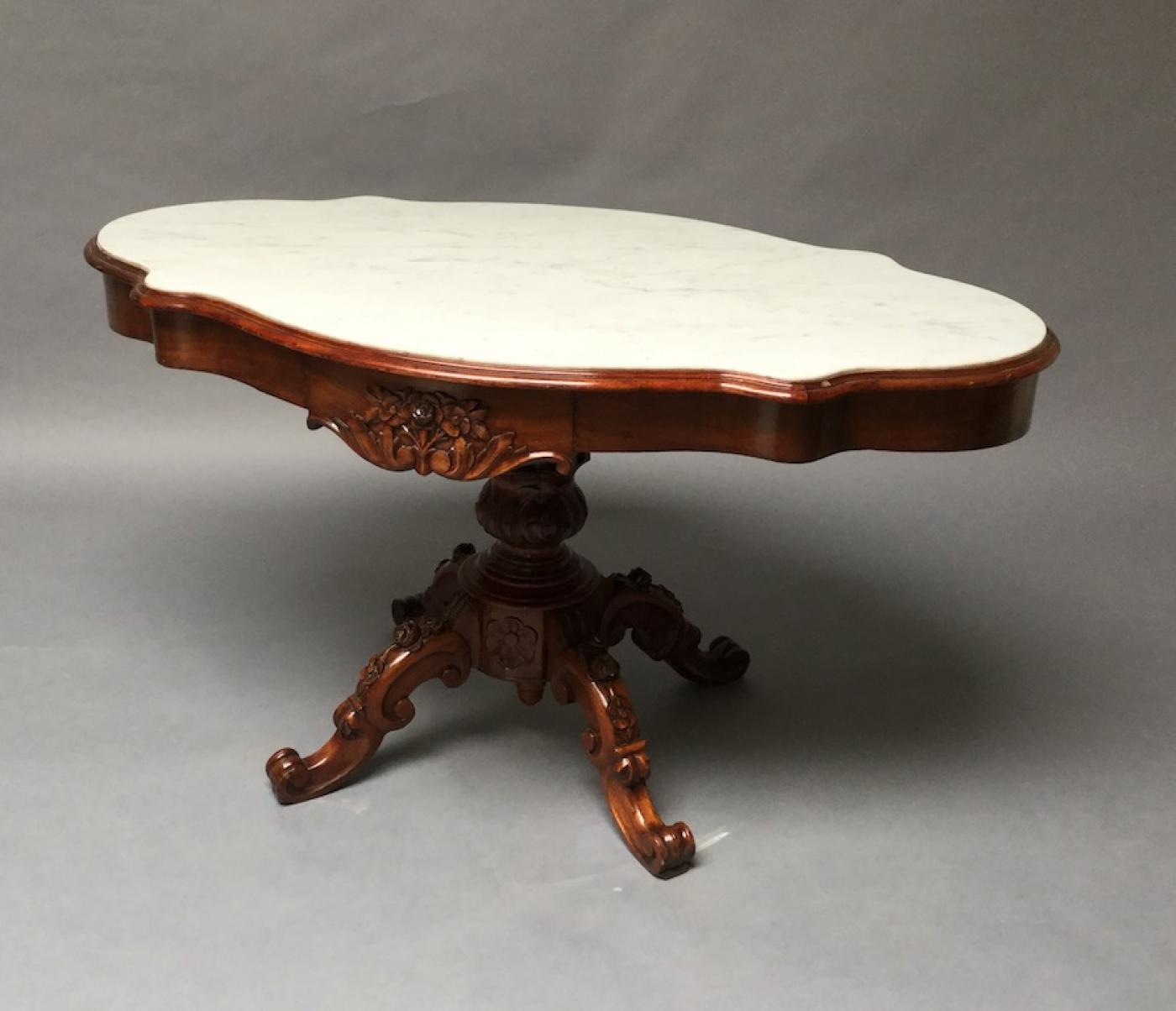 Mahogany Center Table With Marble Top