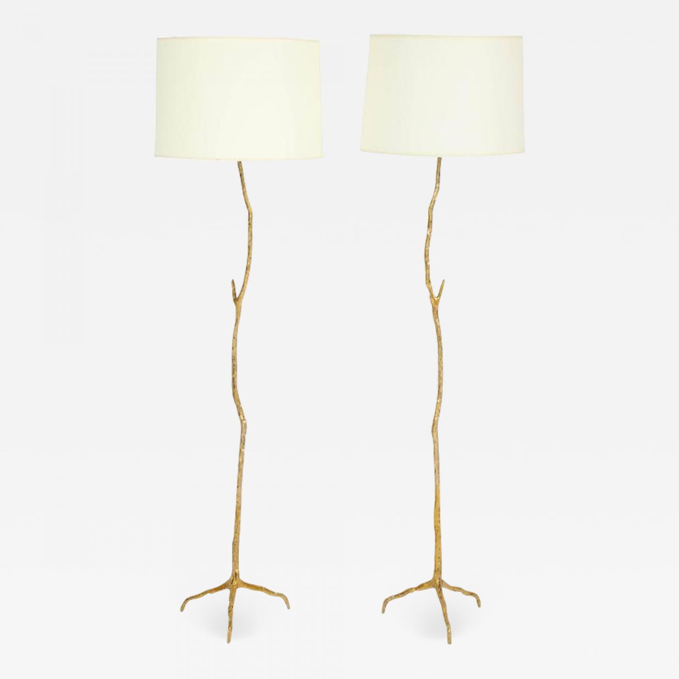 Maison Arlus Pair Of Bronze Twig Floor Lamps