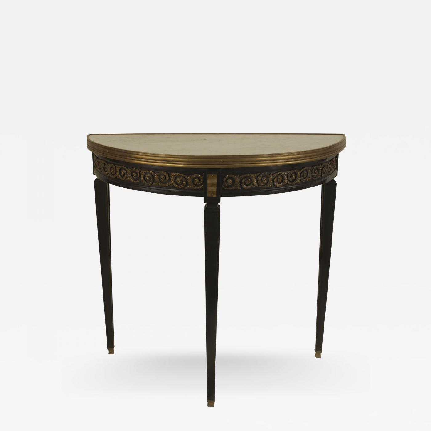 French Art Deco Ebonized Demilune Cocktail Cabinet