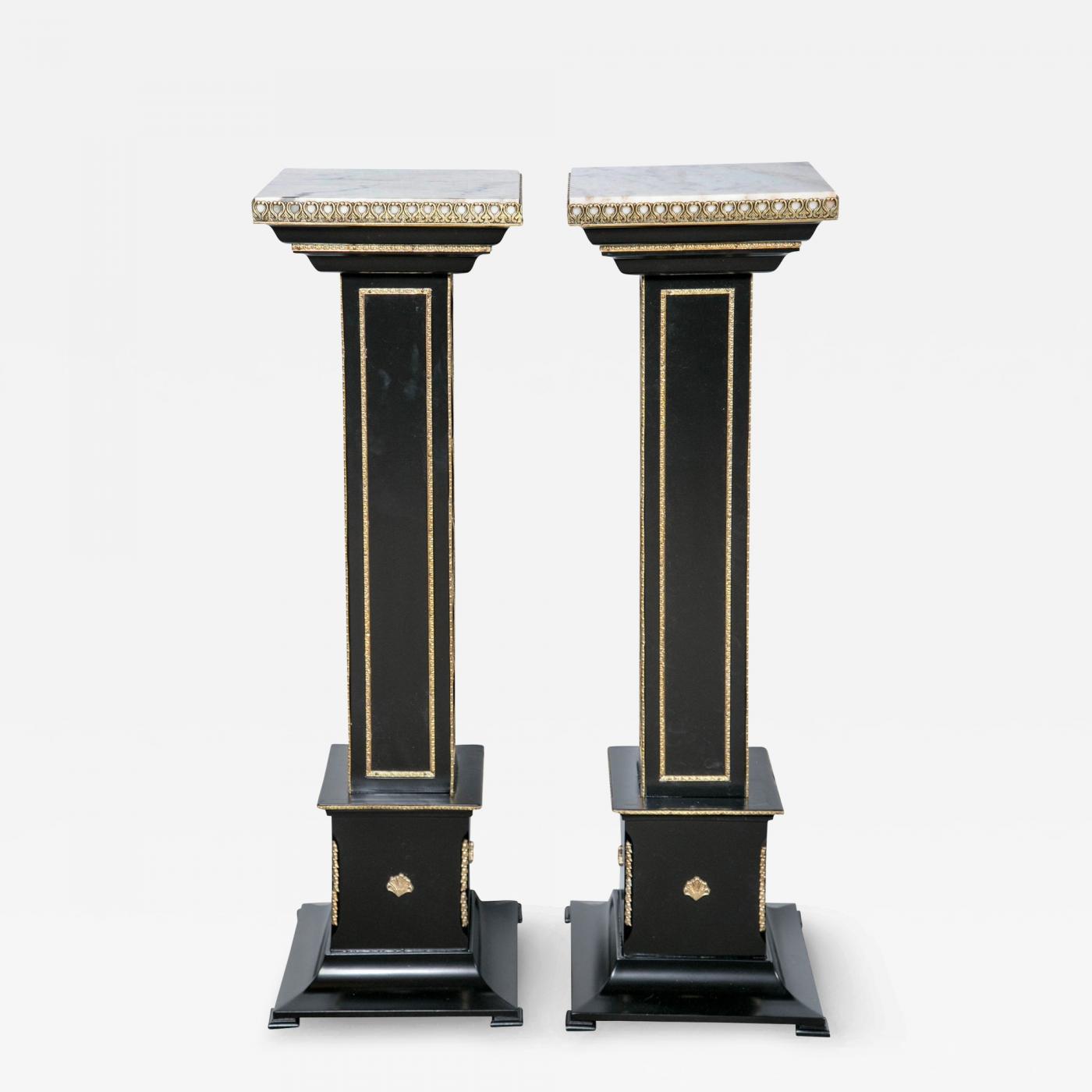 Maison Jansen - Pair Bronze-Mounted Ebonized Pedestals by