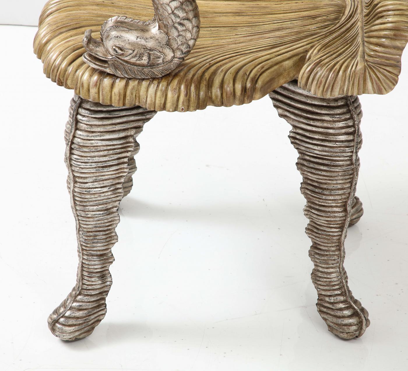 MaitlandSmith Maitland Smith Carved Grotto Chair with Dolphin Arms