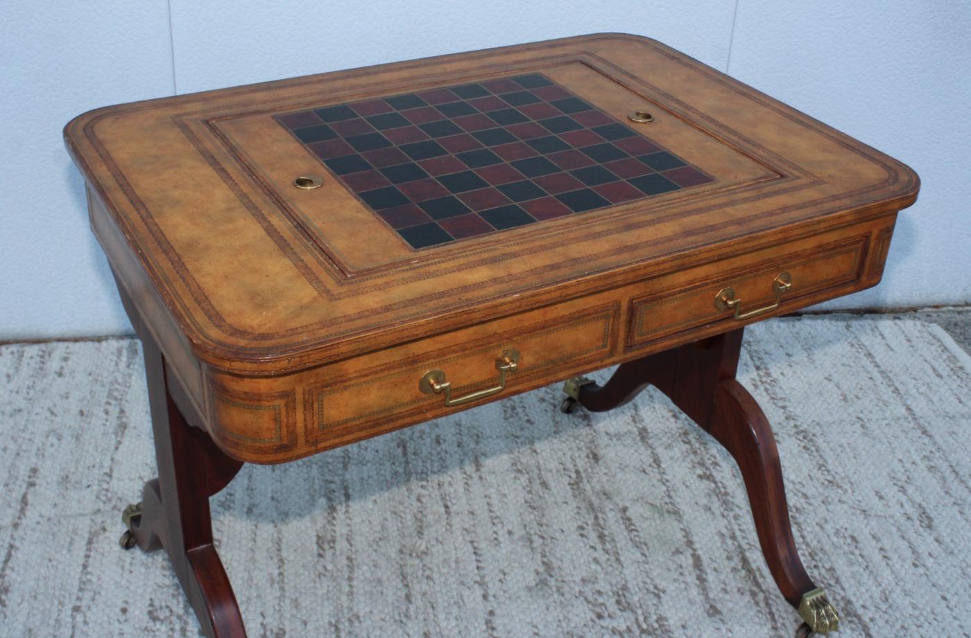 Maitland-Smith - Maitland Smith Leather Top Game Table