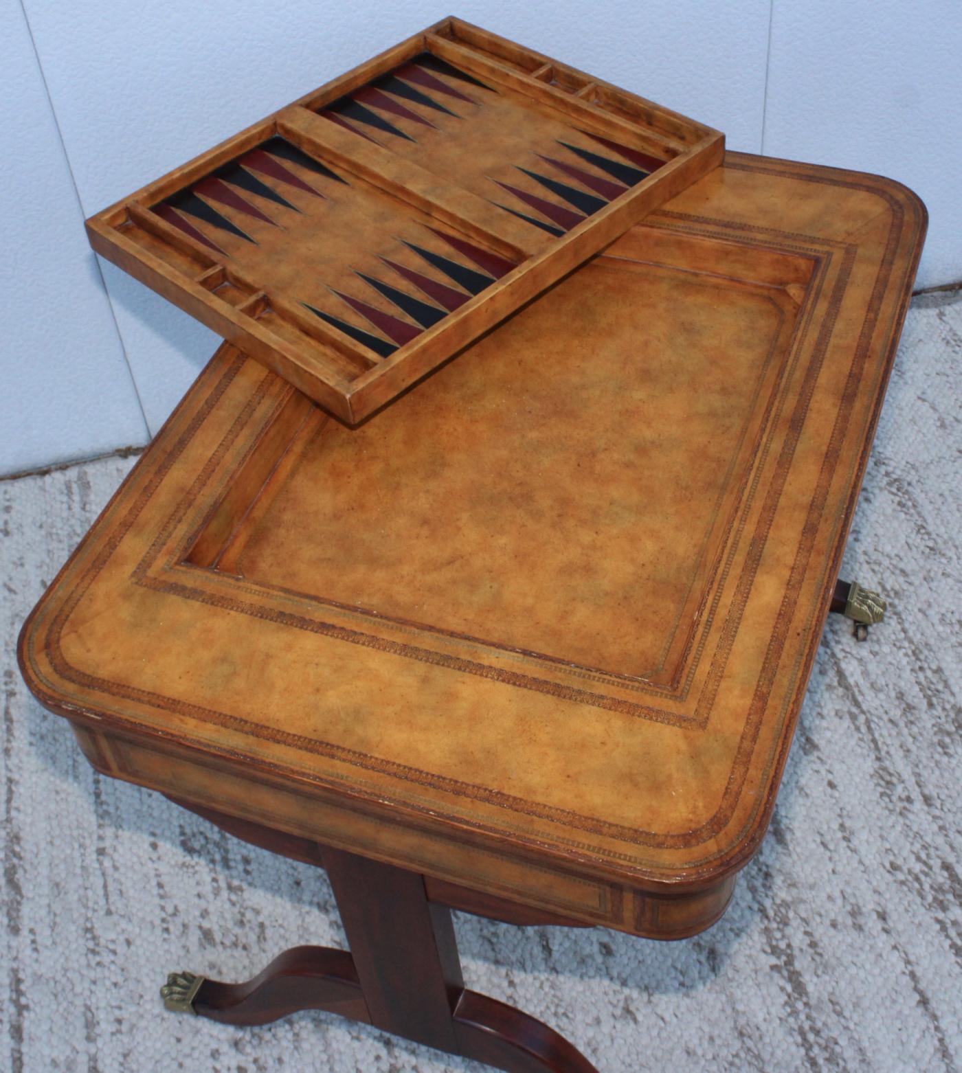 Maitland-Smith - Maitland Smith Leather Top Game Table