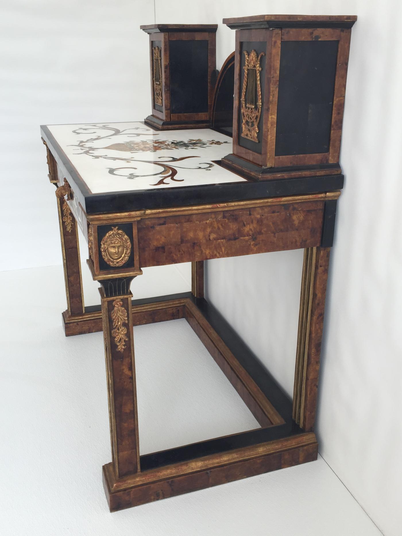 Maitland-Smith - Tessellated Marble and Penshell Desk ConsoleTable by
