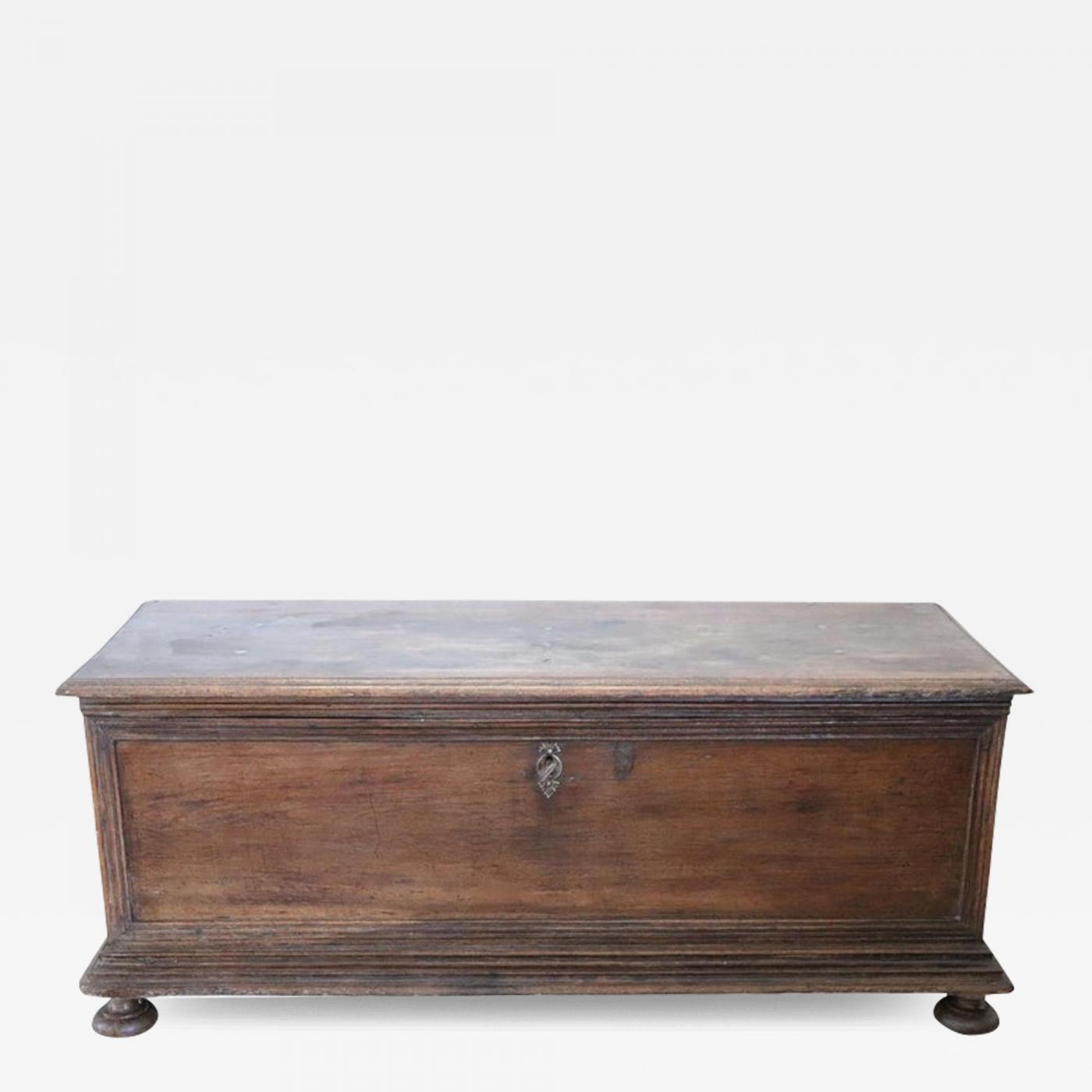 Majestic 17th Century Italian Solid Walnut Antique Blanket Chest