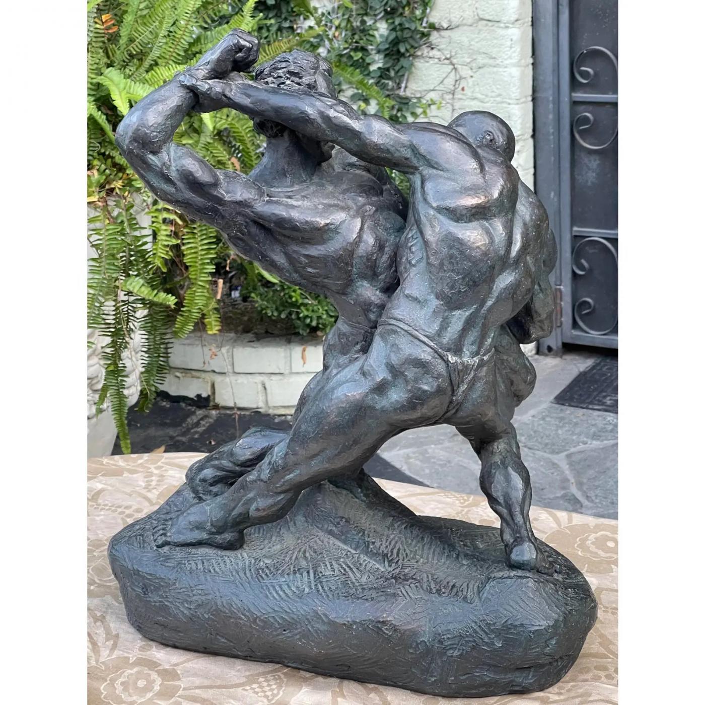 Male Nude Composition Sculpture of Wrestlers