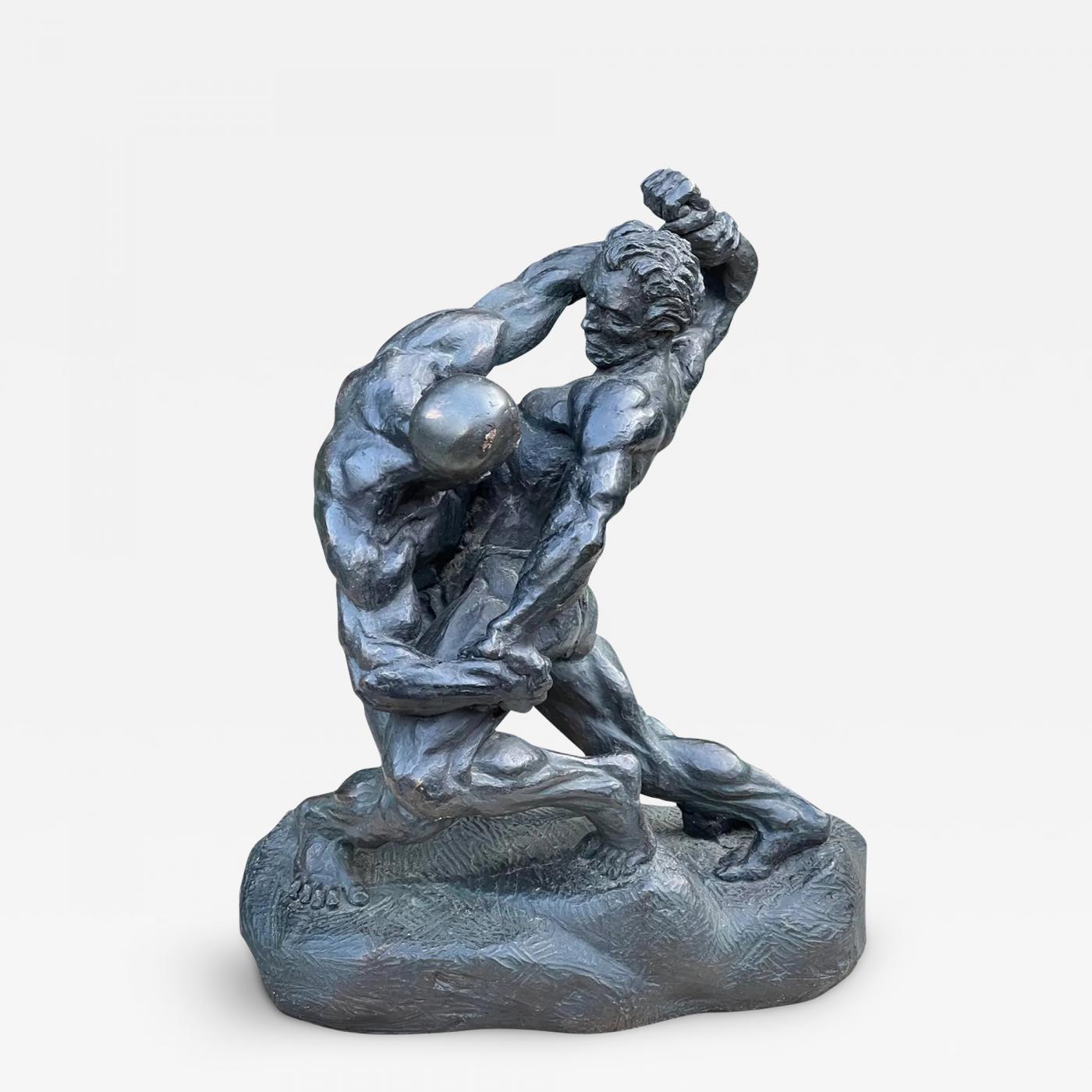 Male Nude Composition Sculpture of Wrestlers