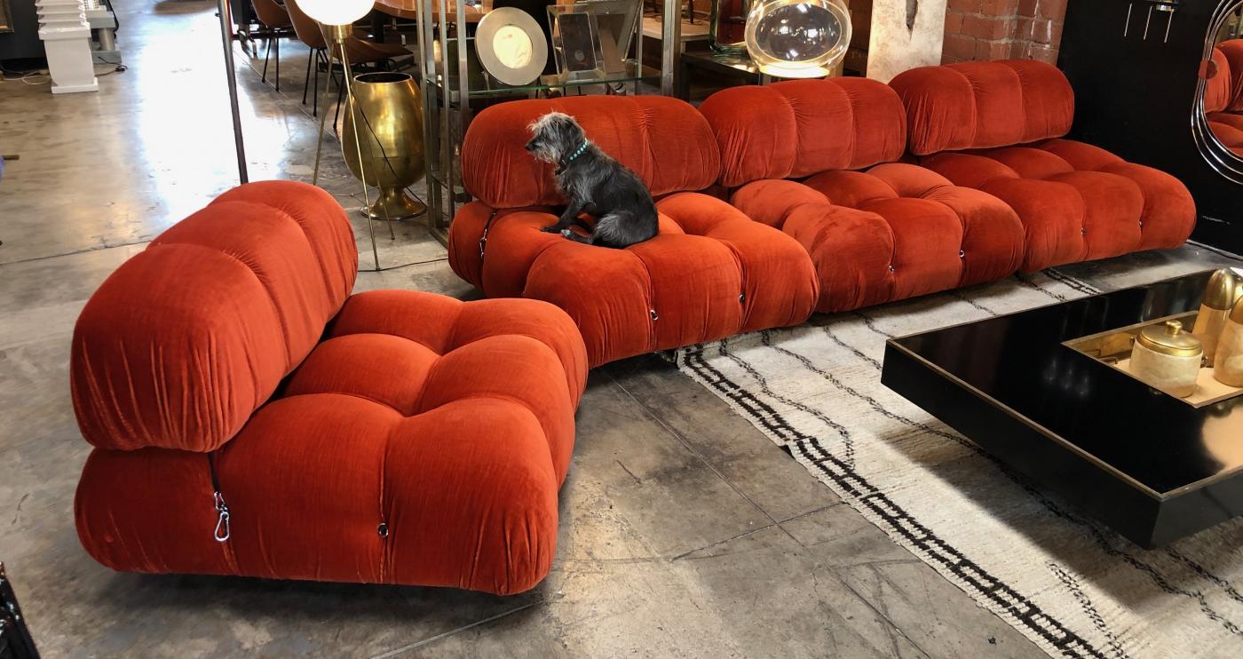 Mario Bellini 1970S ORANGE CAMALEONDA 4 SECTIONAL SOFAS BY MARIO
