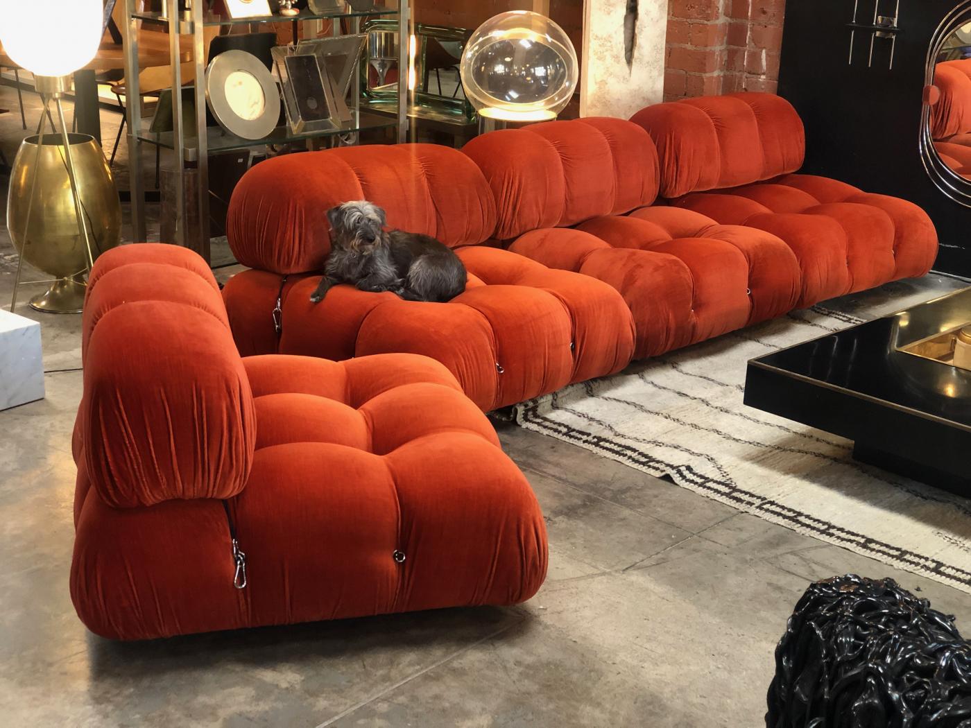 Mario Bellini 1970S ORANGE CAMALEONDA 4 SECTIONAL SOFAS BY MARIO