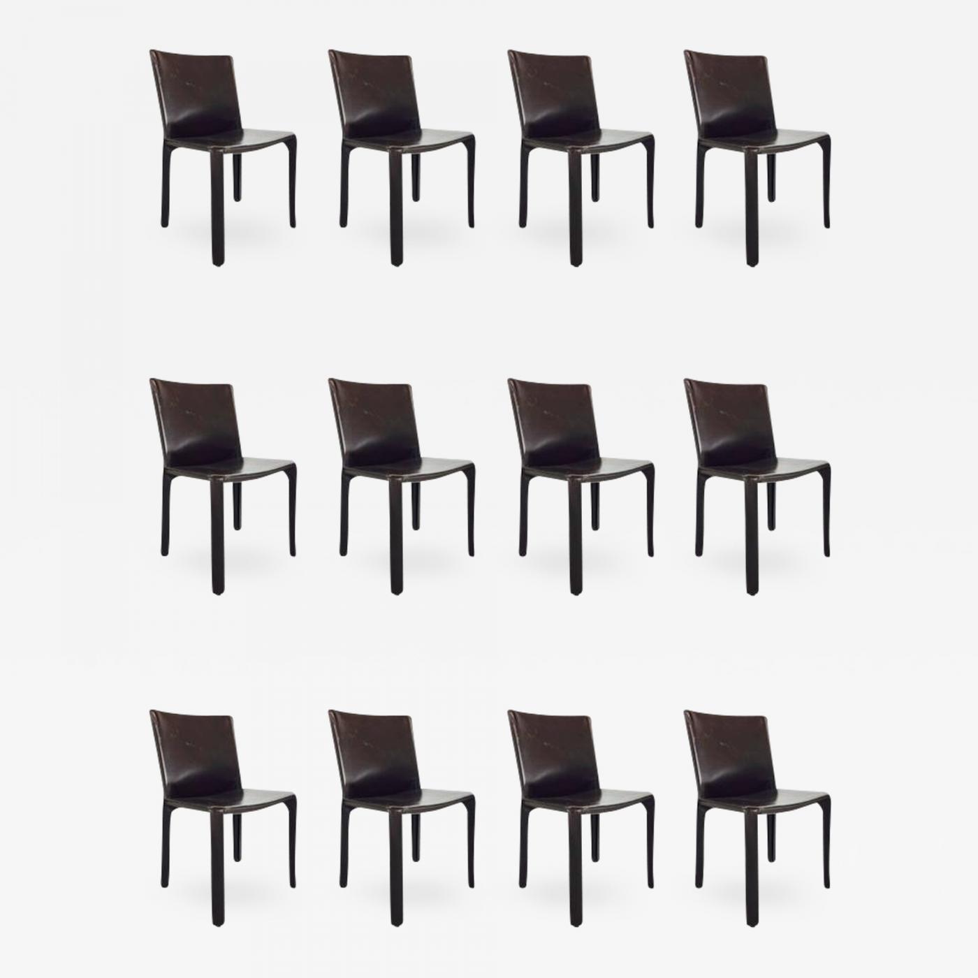 Mario Bellini Espresso Brown Cab Leather Dining Chairs Espresso Brown Mario Bellini Cab Leather Dining Chairs
