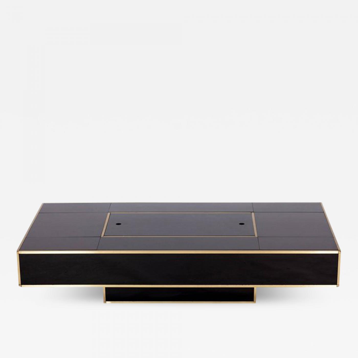 black and brass coffee table