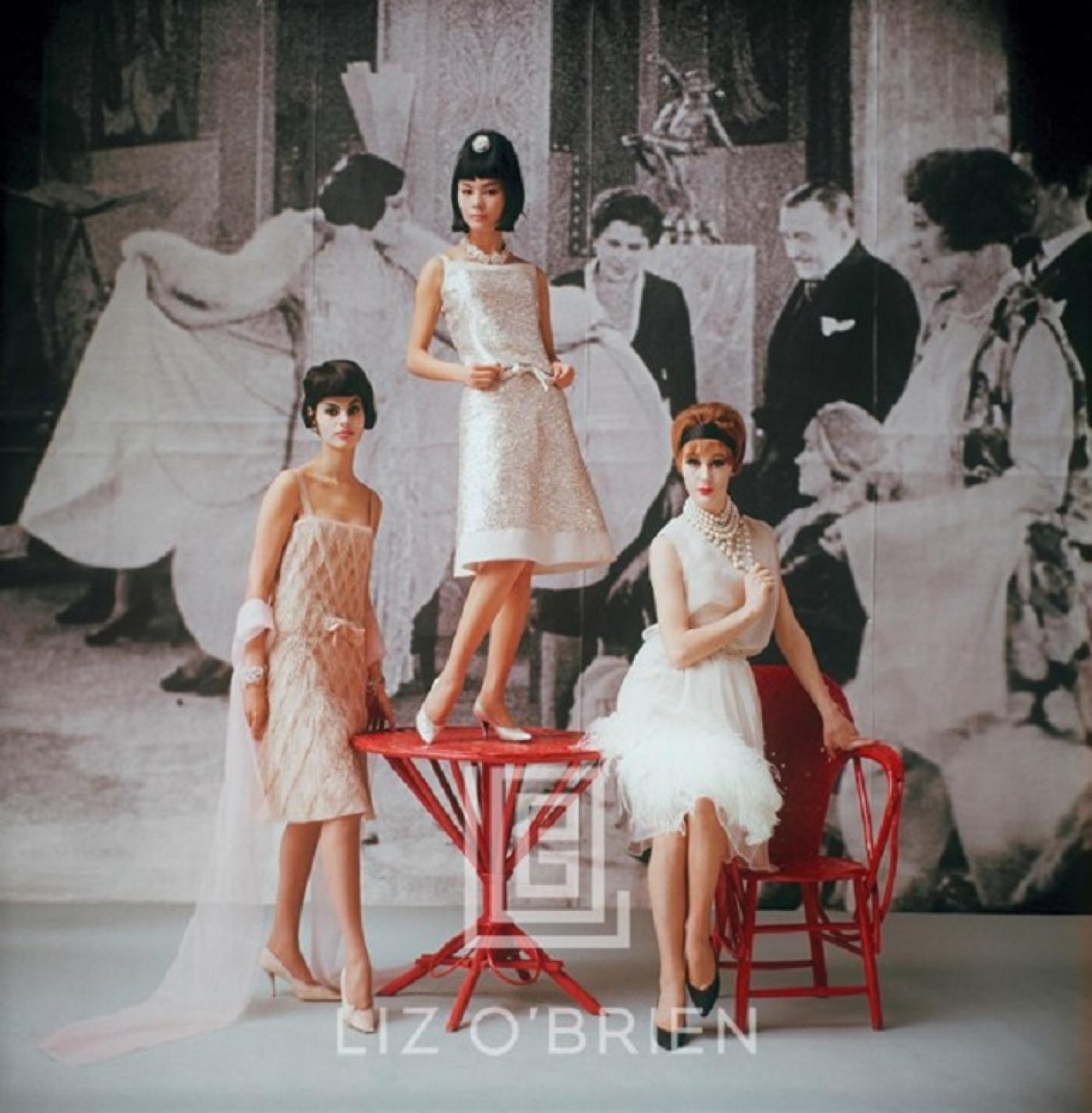 Mark Shaw - 1920's Backdrop, Three White Cocktail Dresses, 1961