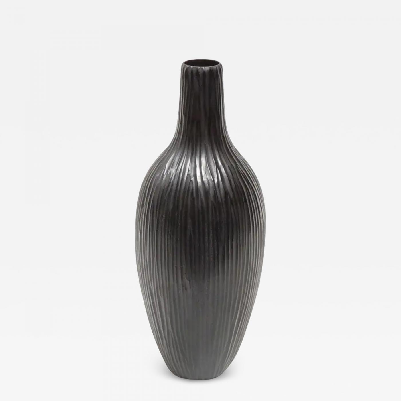 Massimo Micheluzzi - Massimo Micheluzzi Black Murano Glass Vase, Hand ...