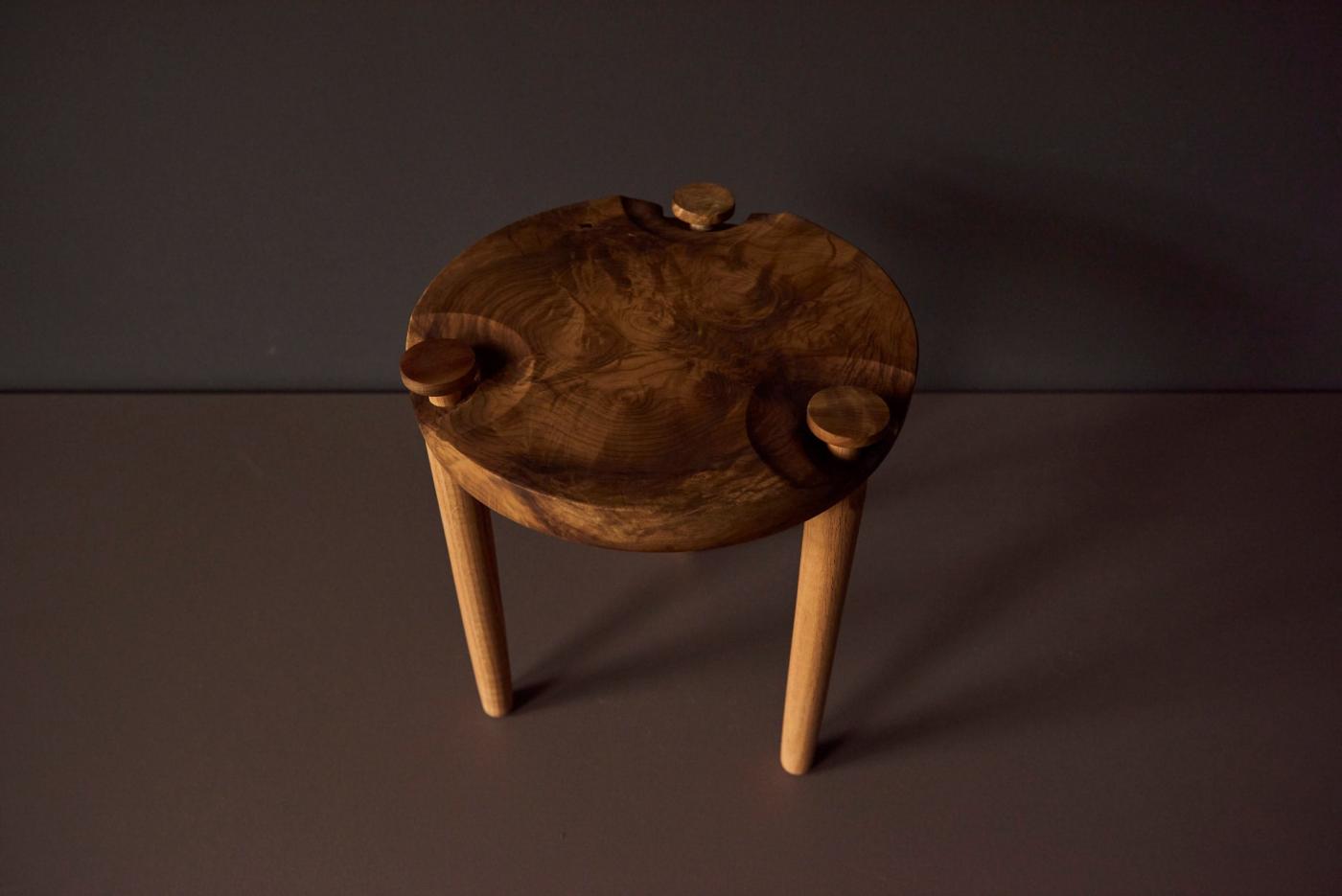 Michael Rozell - Pair of Side Tables in White Oak Burl Top by Michael ...