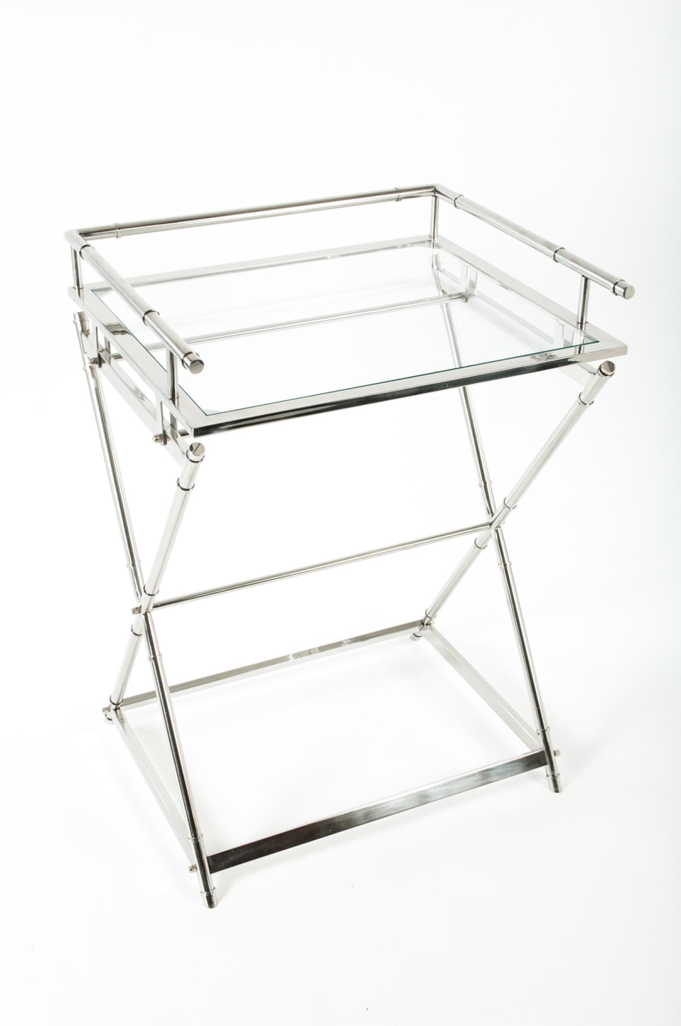 Mid Century Art Deco Glass Top Bar Cart