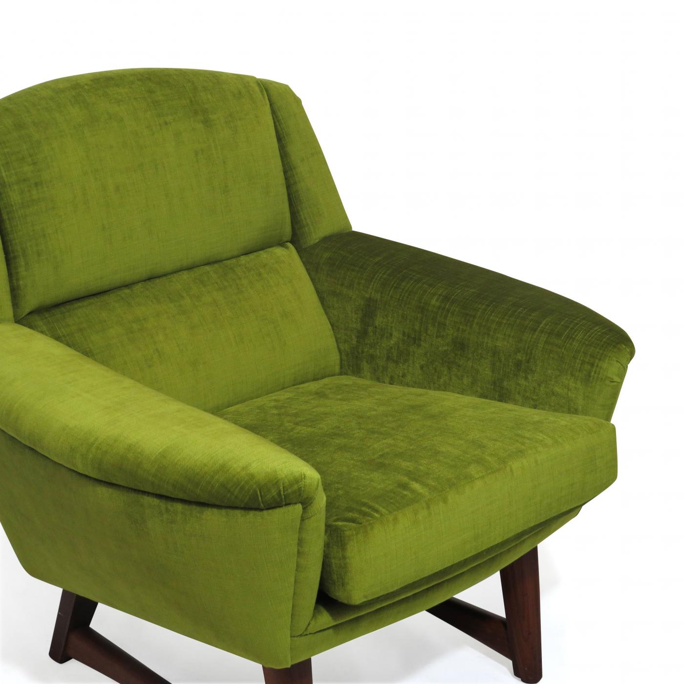 Mid Century Danish Green Velvet Lounge Chair