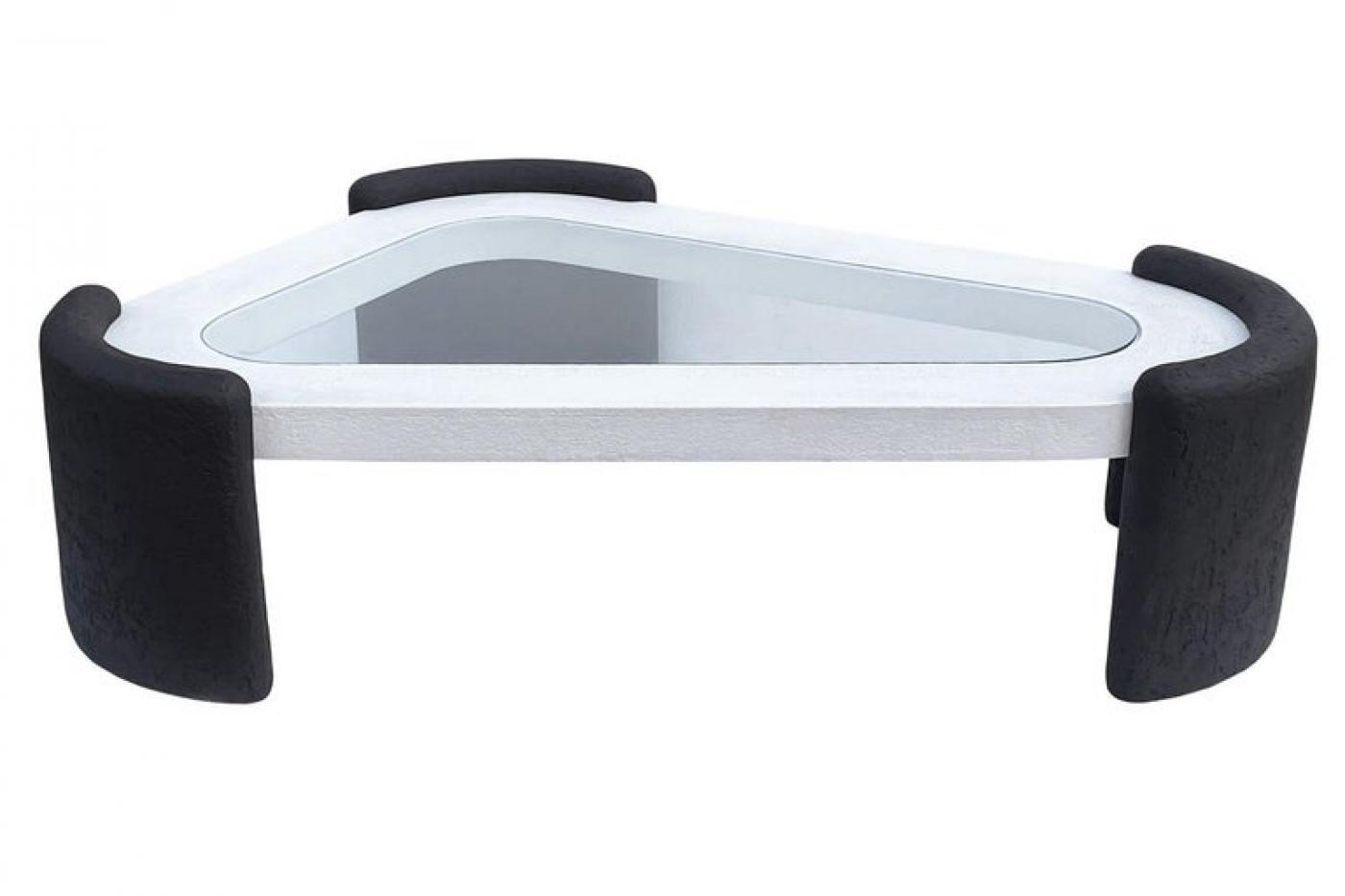 Mid Century Italian Post Modern Black & White Kidney Shape Cocktail Table