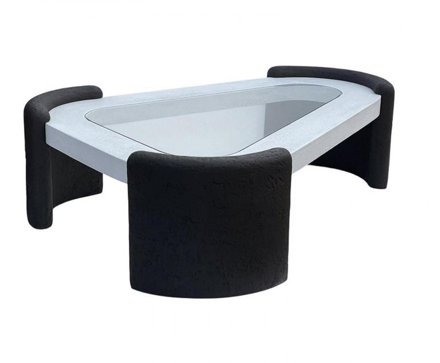 Mid Century Italian Post Modern Black & White Kidney Shape Cocktail Table