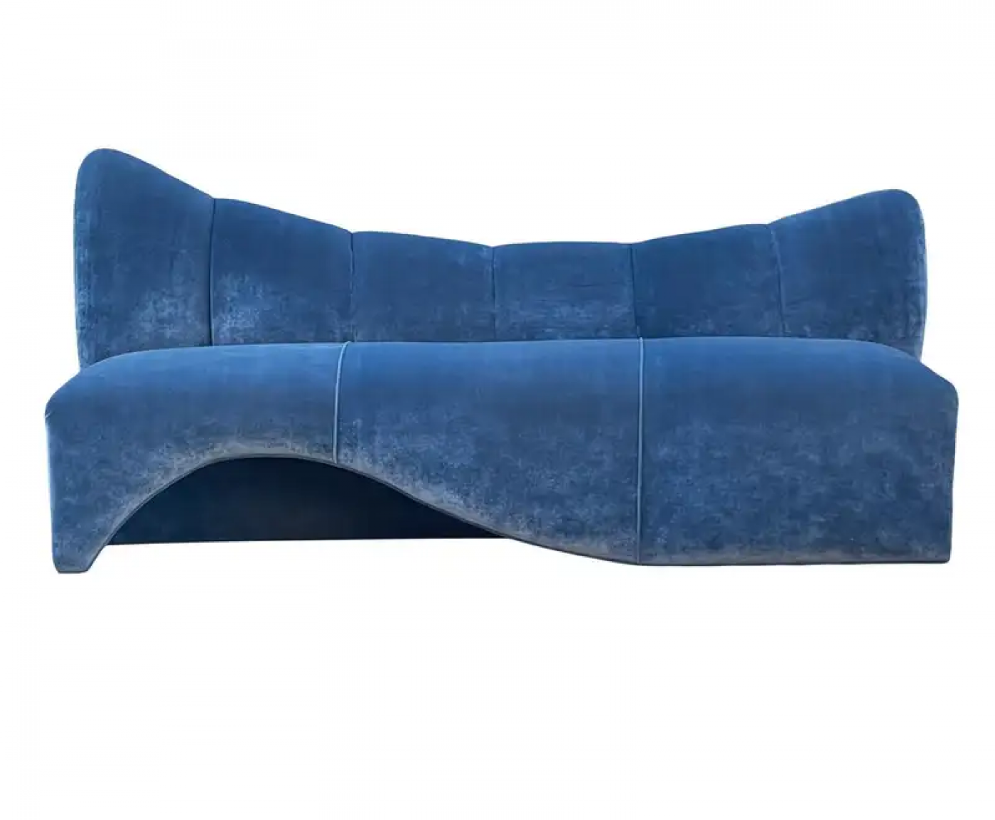 Mid Century Italian Post Modern Curved Sculptural Sofa in Blue Velvet