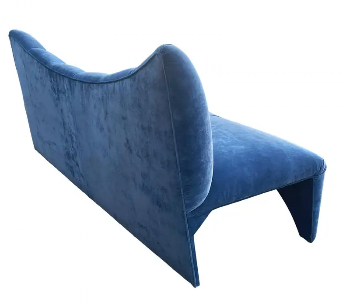 Mid Century Italian Post Modern Curved Sculptural Sofa in Blue Velvet