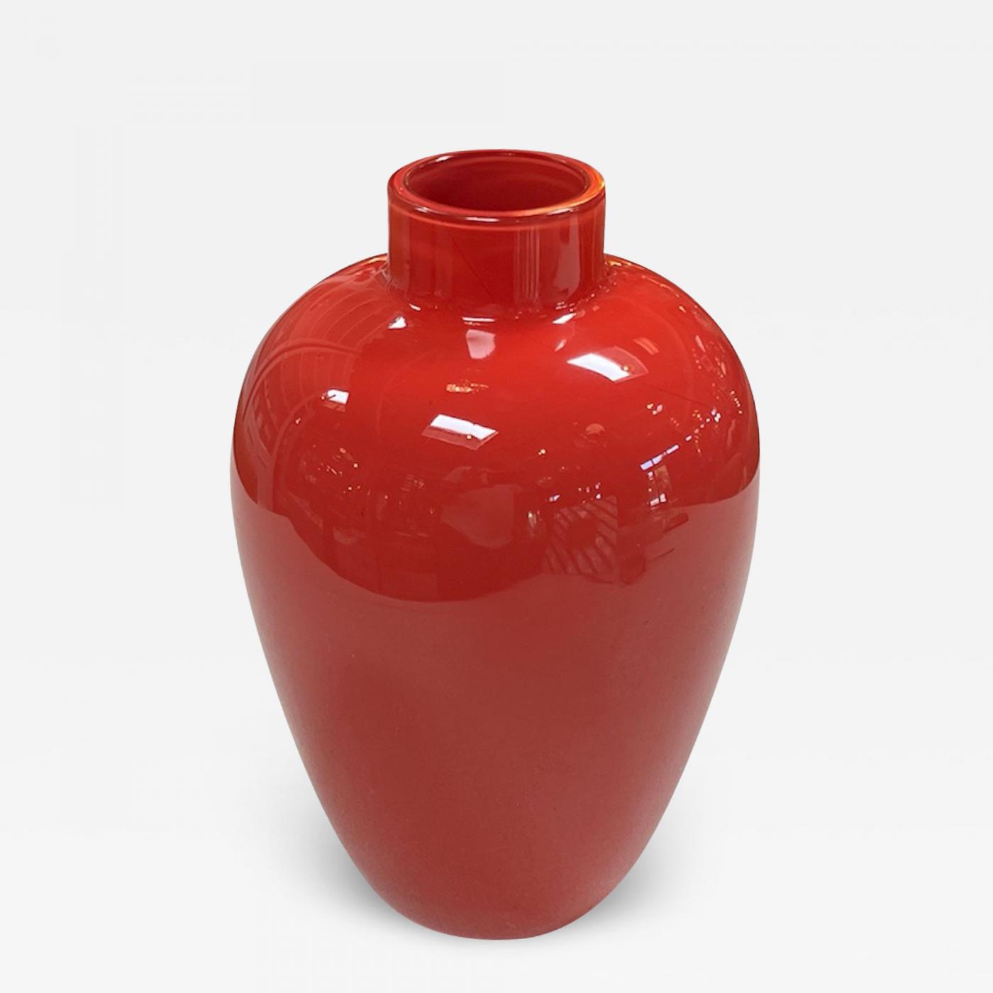 Mid Century Italian Red Vase By Venini 1960s