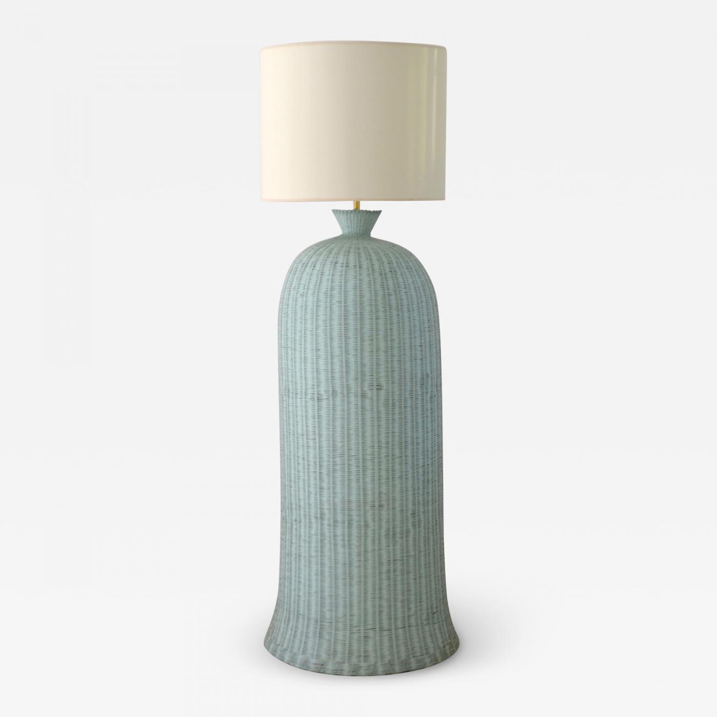 grey rattan floor lamp