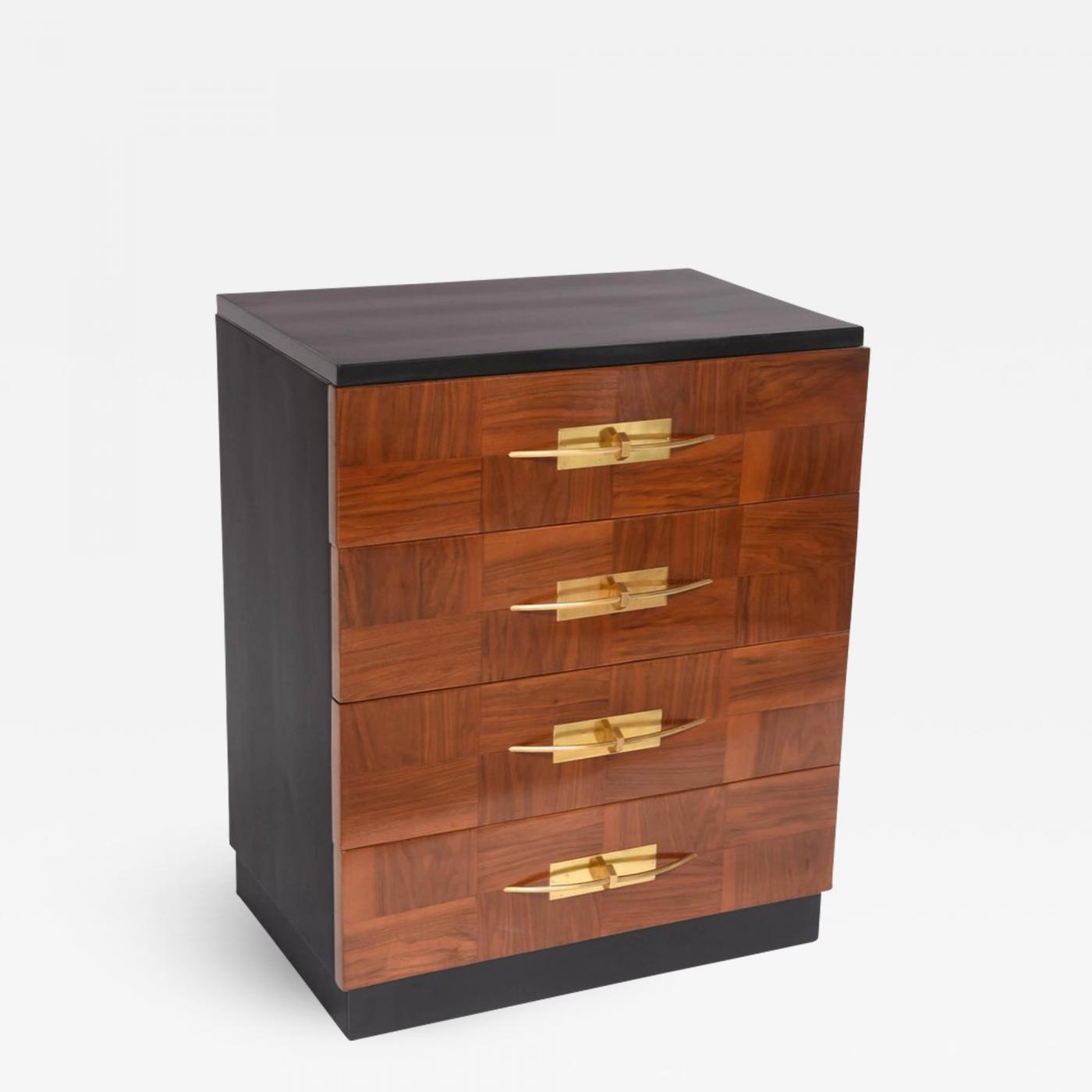 Mid Century Modern Four Drawer Chest With Brass Hardware Italy