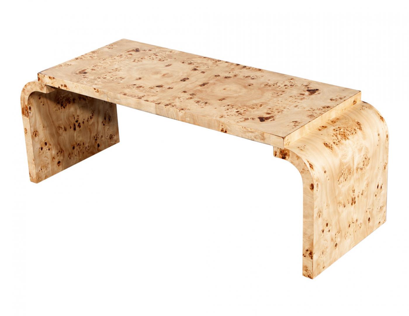 Mid-Century Modern Inspired Burl Walnut Bench