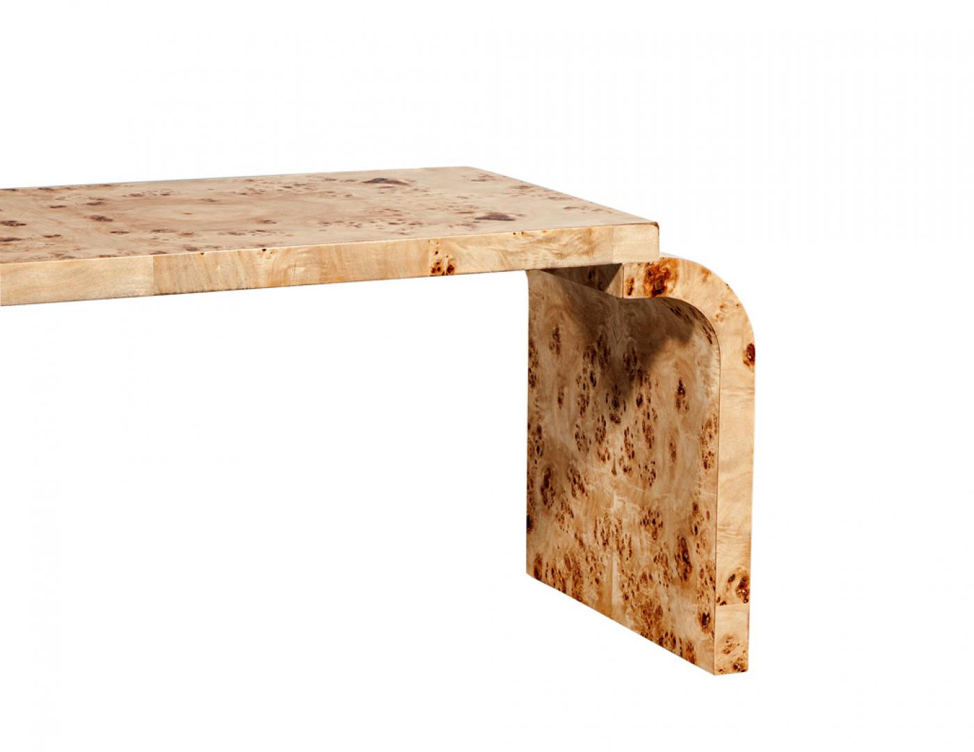 Mid-Century Modern Inspired Burl Walnut Bench