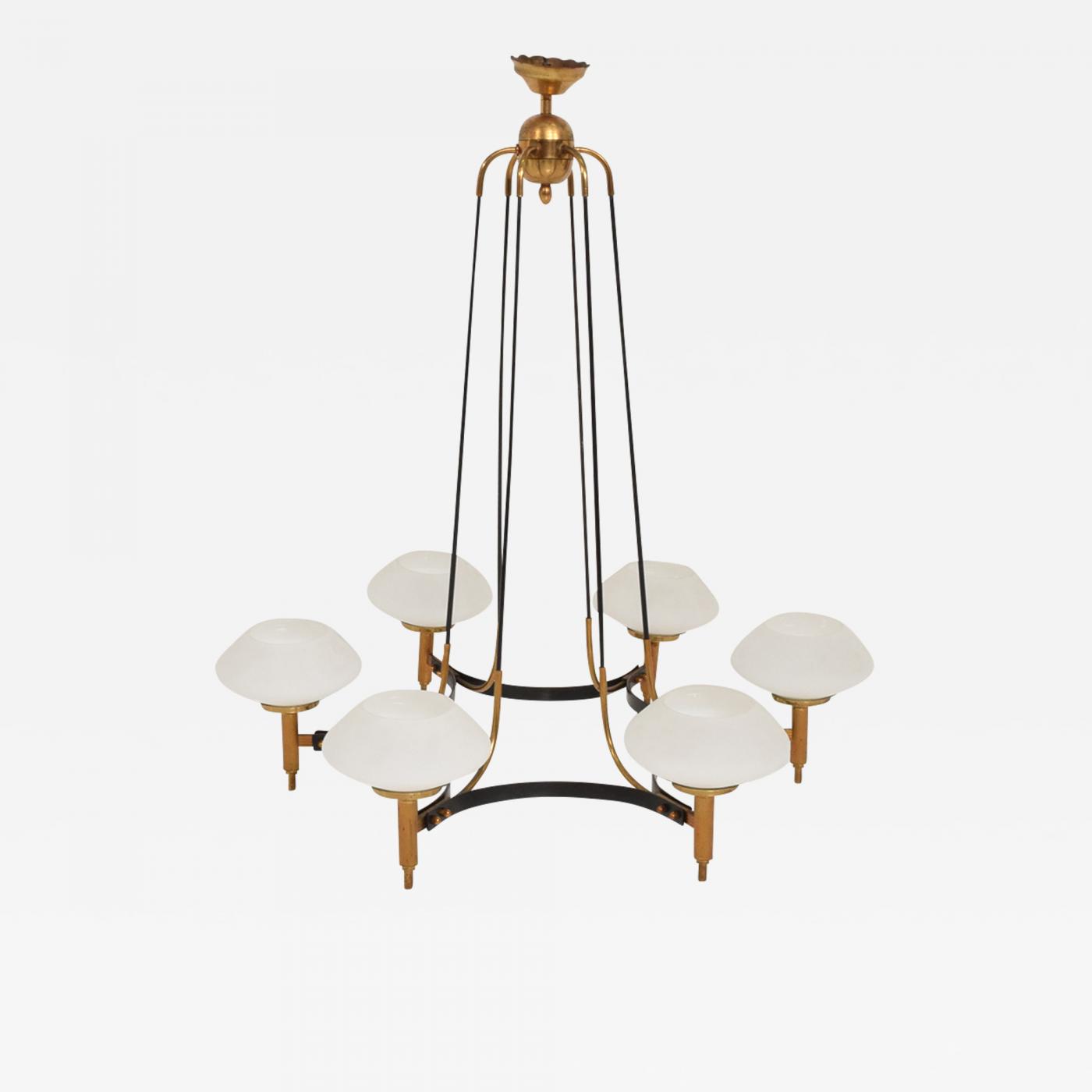 Mid Century Modern Italian Chandelier Six Arms Glass Shades Stilnovo Era Listings Furniture Lighting Chandeliers And Pendants