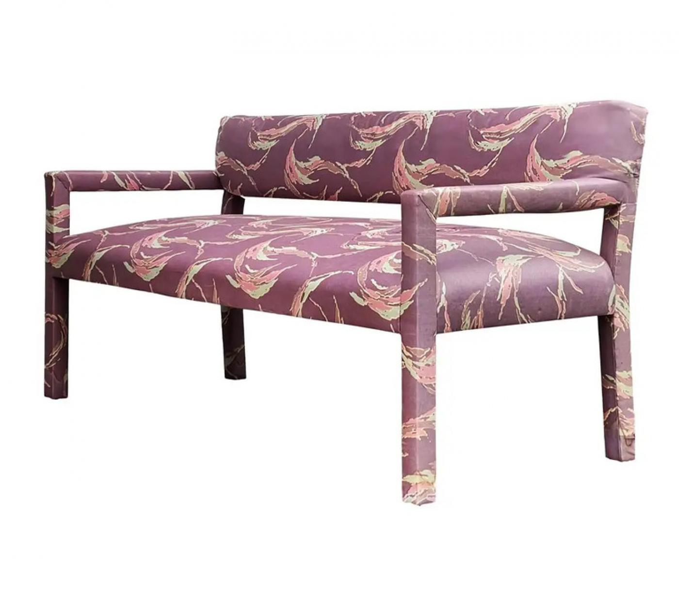 Mid Century Modern Parsons Settee, Sofa or Bench, circa 1970s