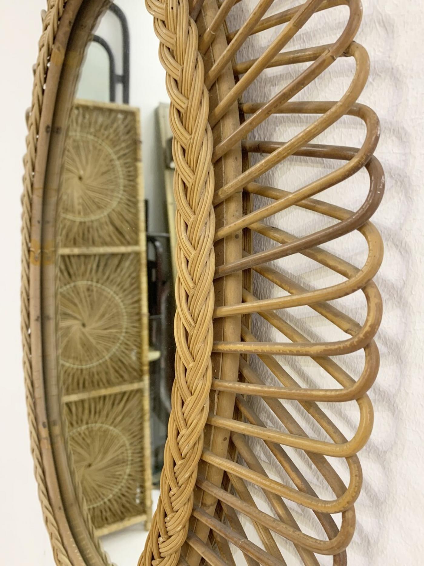 Mid Century Modern Rattan Mirror