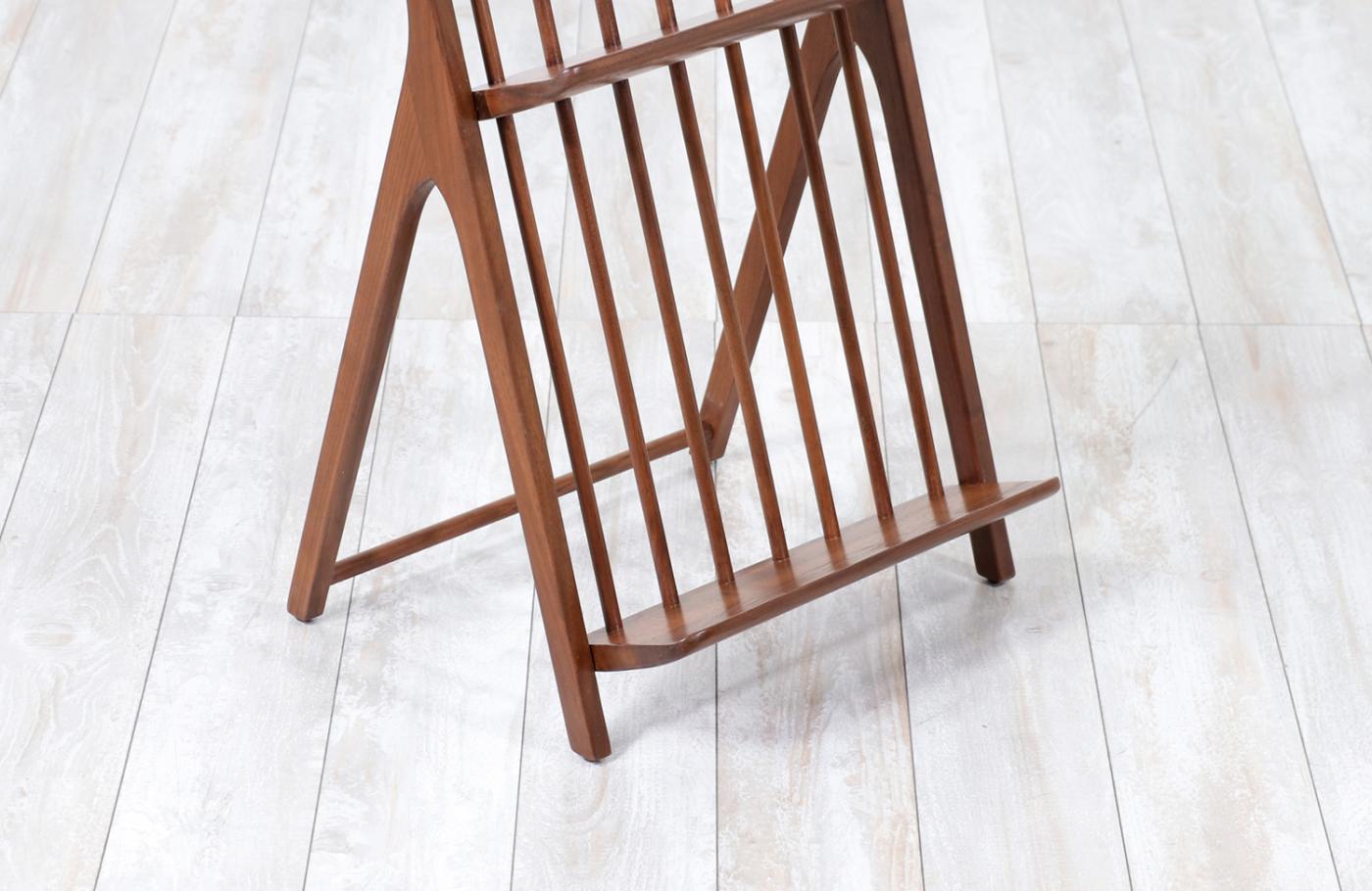 Walnut Magazine Rack Mid-Century Modern Sculpted Walnut Magazine Rack Holder