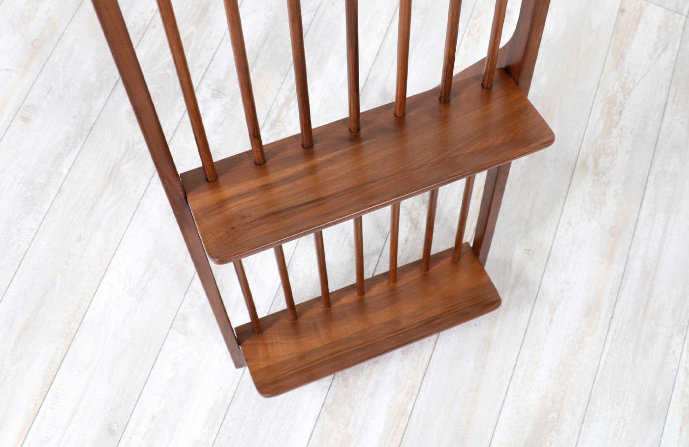 Walnut Magazine Rack Mid-Century Modern Sculpted Walnut Magazine Rack Holder