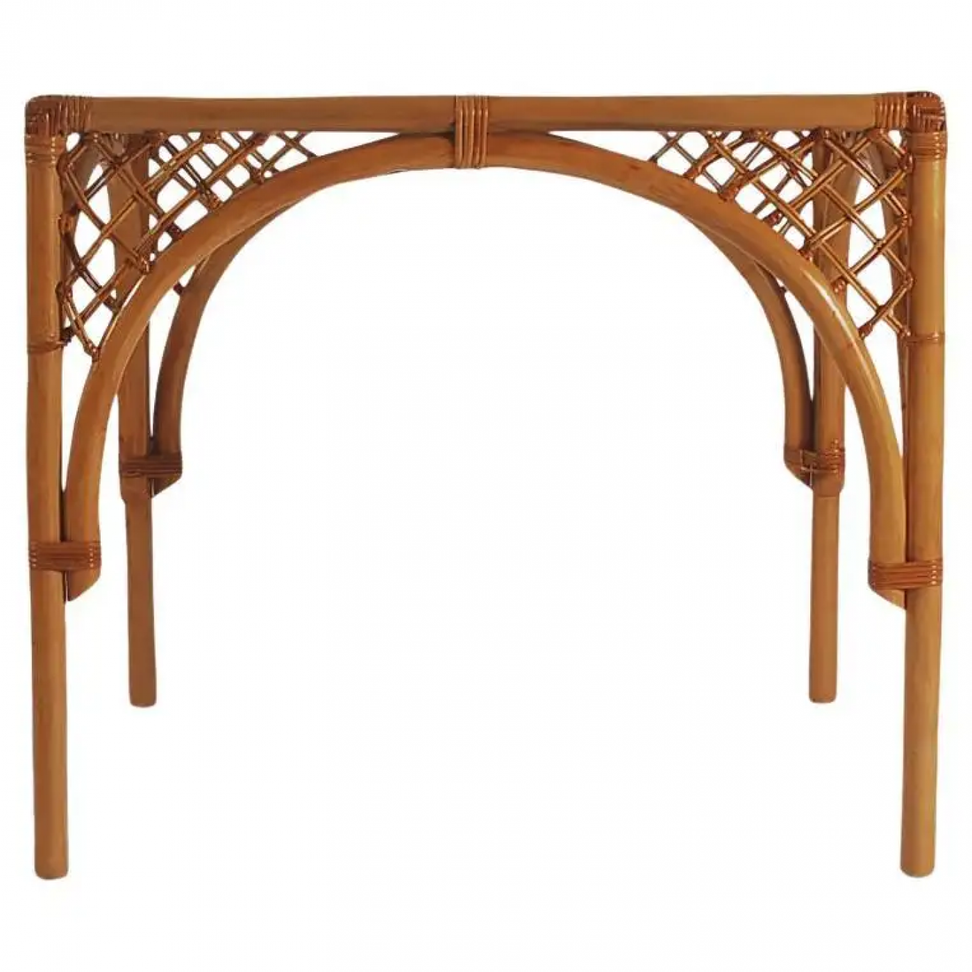 MidCentury Modern Square Dining or Card Table in Rattan & Glass