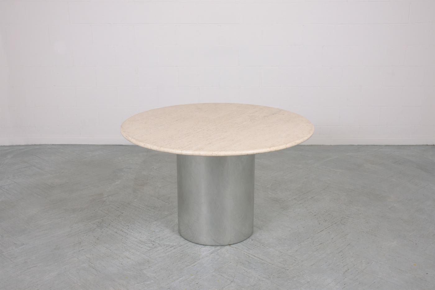 Mid Century Modern Travertine Marble Dining Table