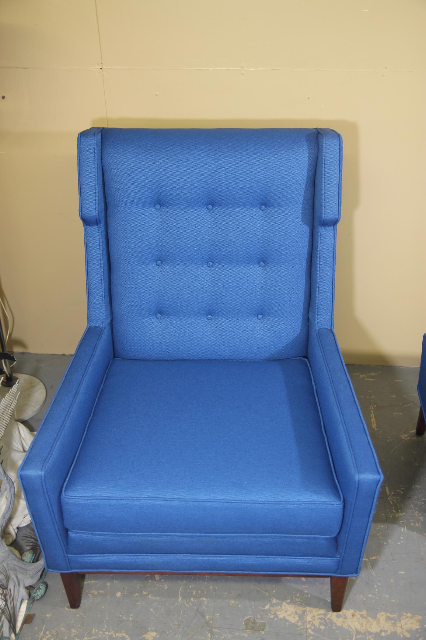 MidCentury Modern Wing Back Chair and Ottoman with New Maharam Fabric