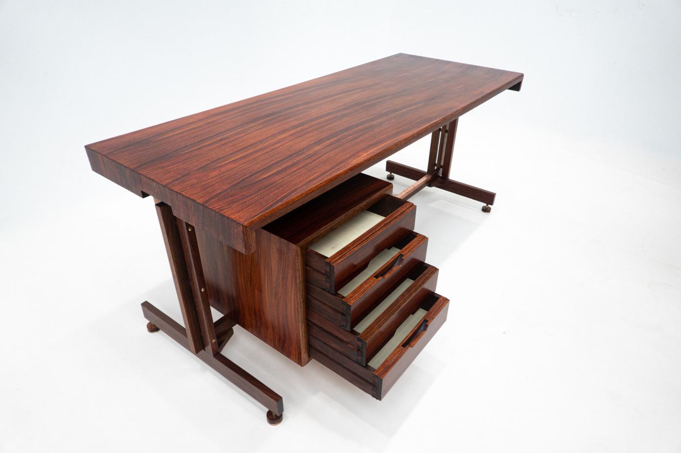 Mid Century Modern Wooden Desk with Floating Drawers