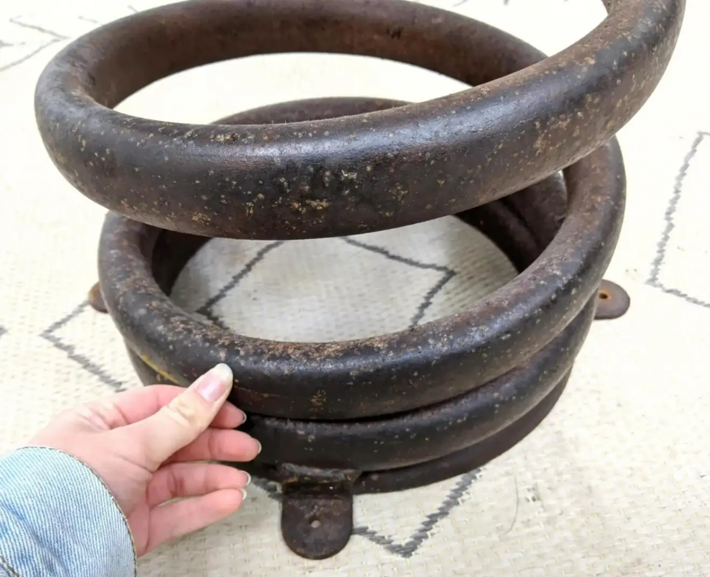 Mid Century Pair Heavy Coil Spring Bar Stools Pair Industrial Steam