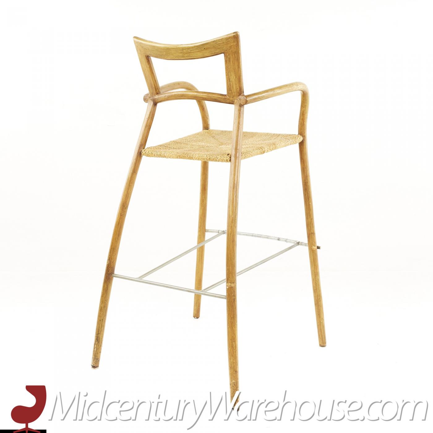 Mid Century Rope Seat Bar Stools Set of 5