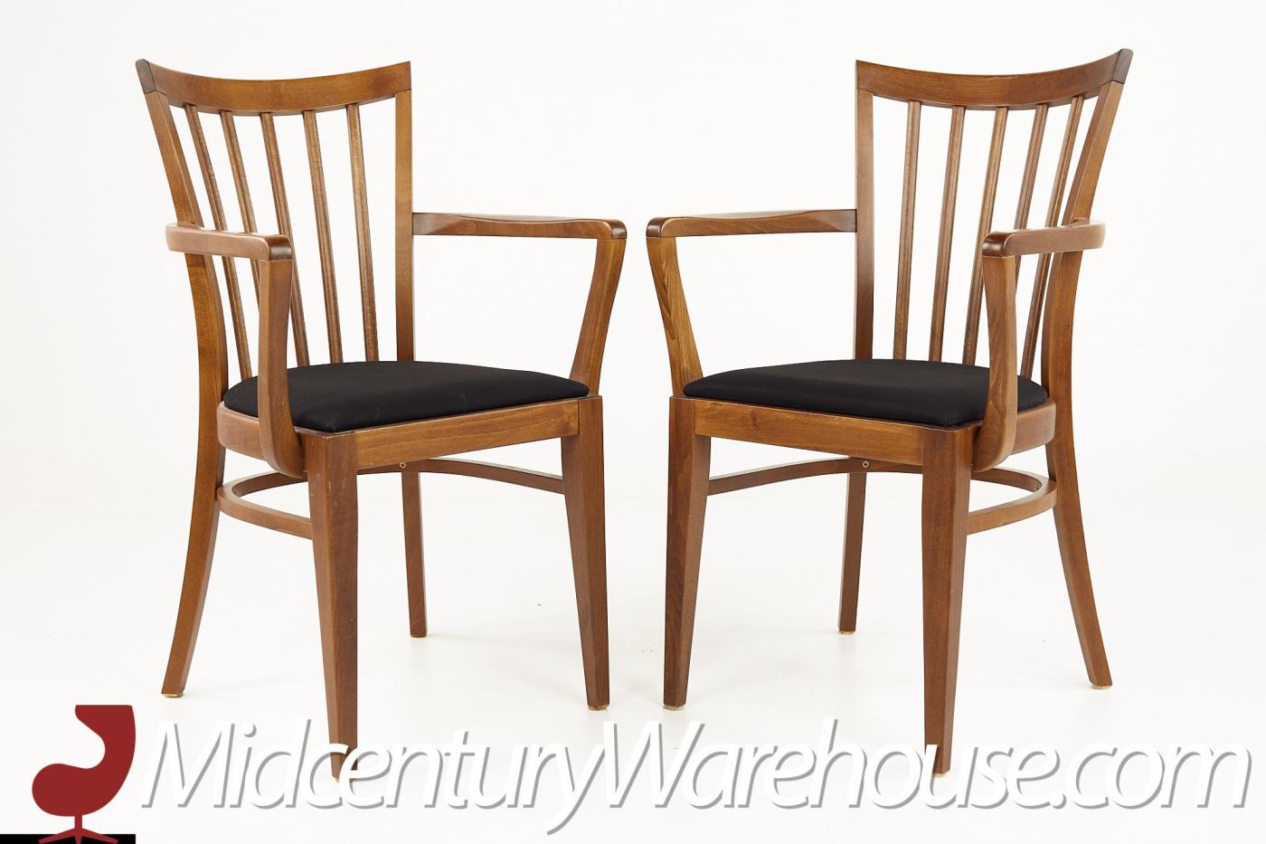 Mid Century Upholstered Captains Chairs - Pair