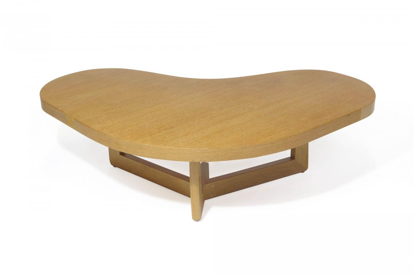 Mid-century American Kidney Shape Oak Coffee Table