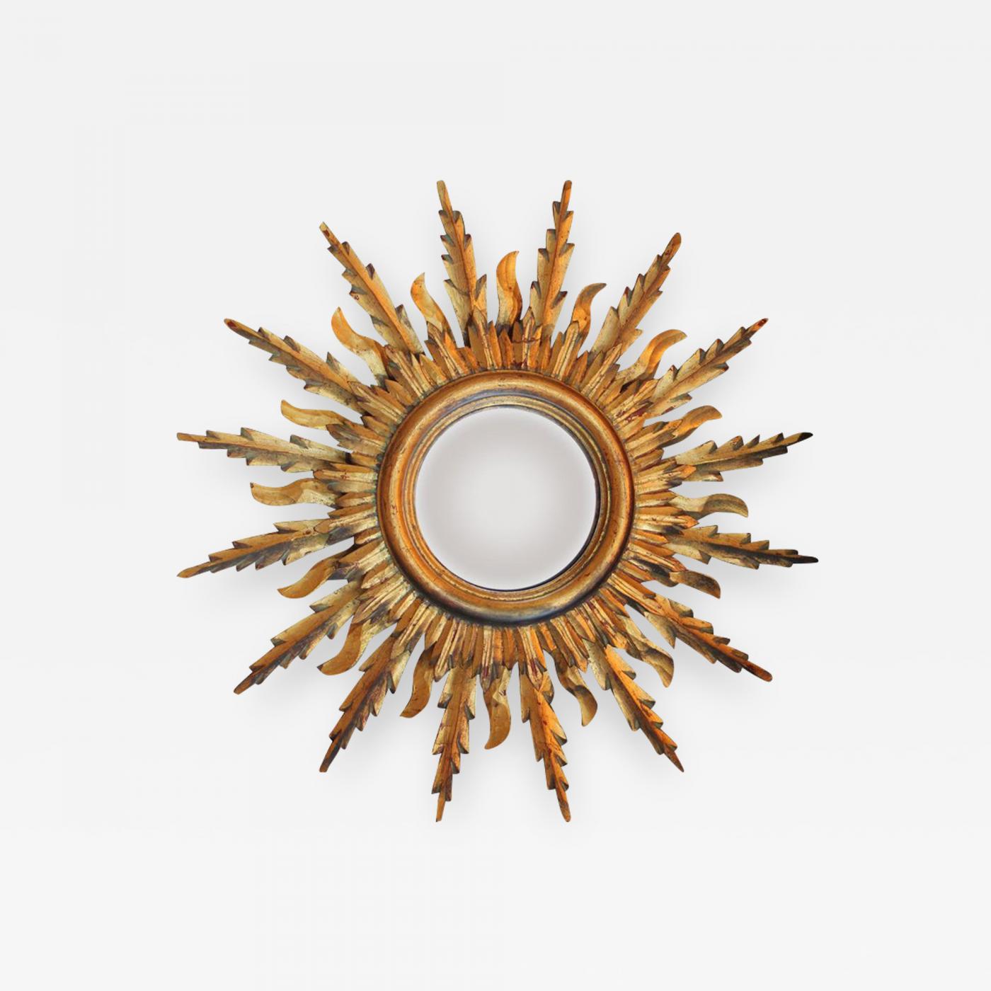Midcentury French Double Layer Sunburst Mirror With Original Glass