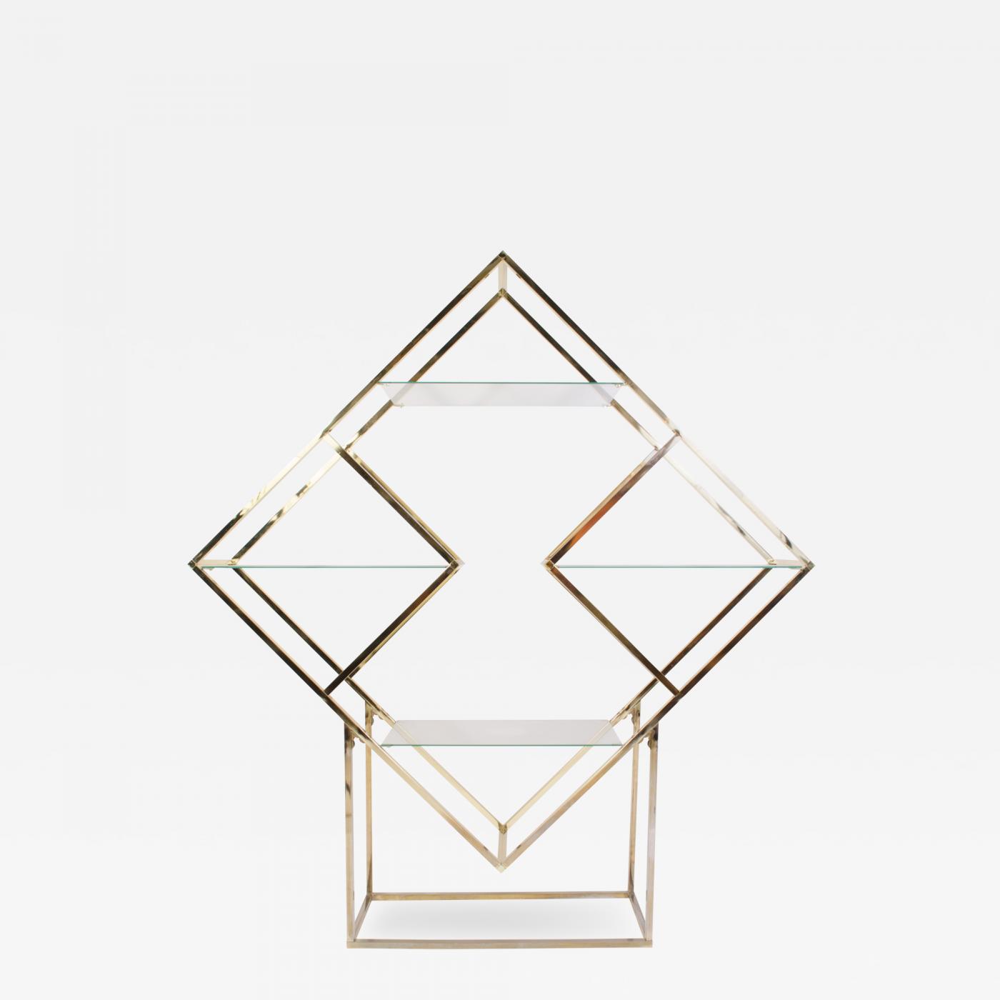 Milo Baughman - Brass Diamond Sculptural Etagere