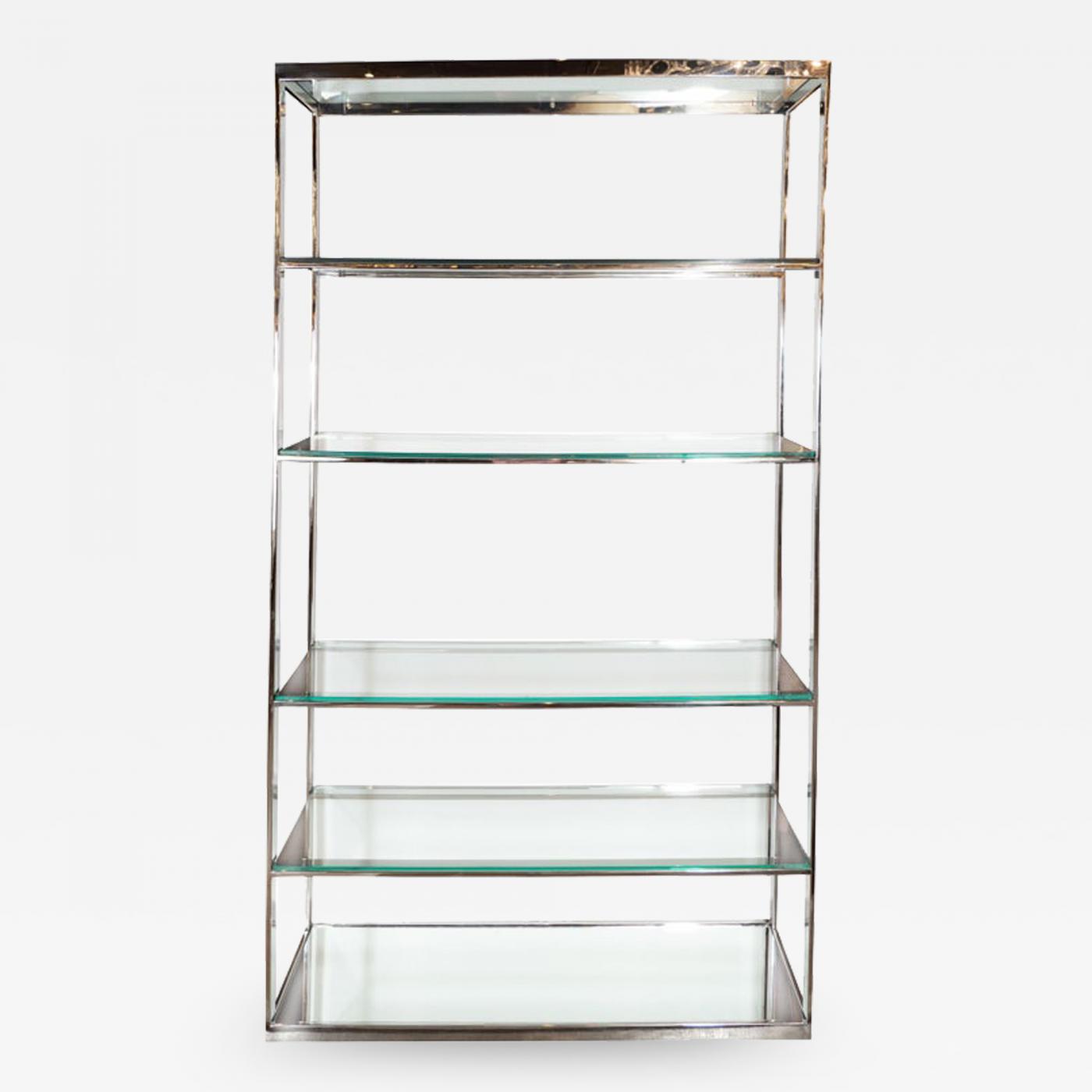 Milo Baughman Chrome & Glass Shelves Etagere