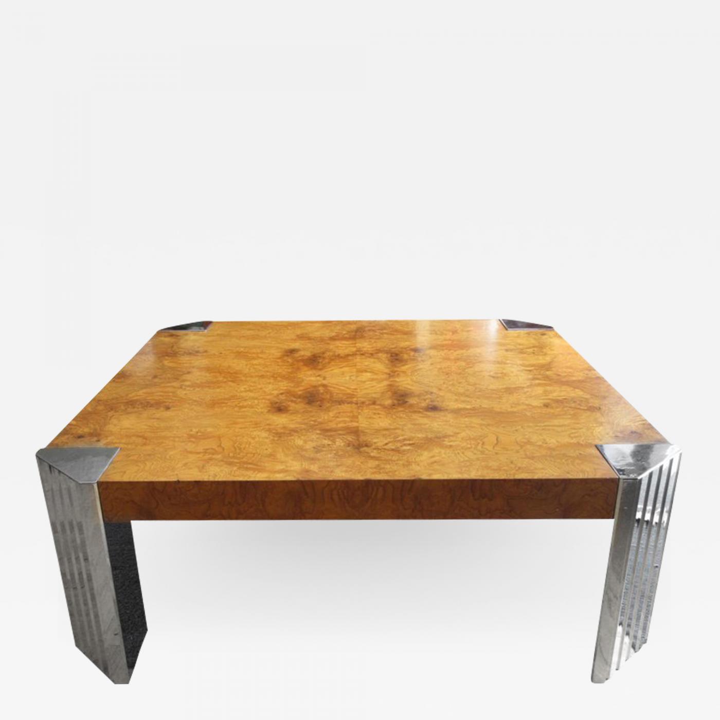 Milo Baughman Milo Coffee Burl and - Table Pace for Chrome Baughman