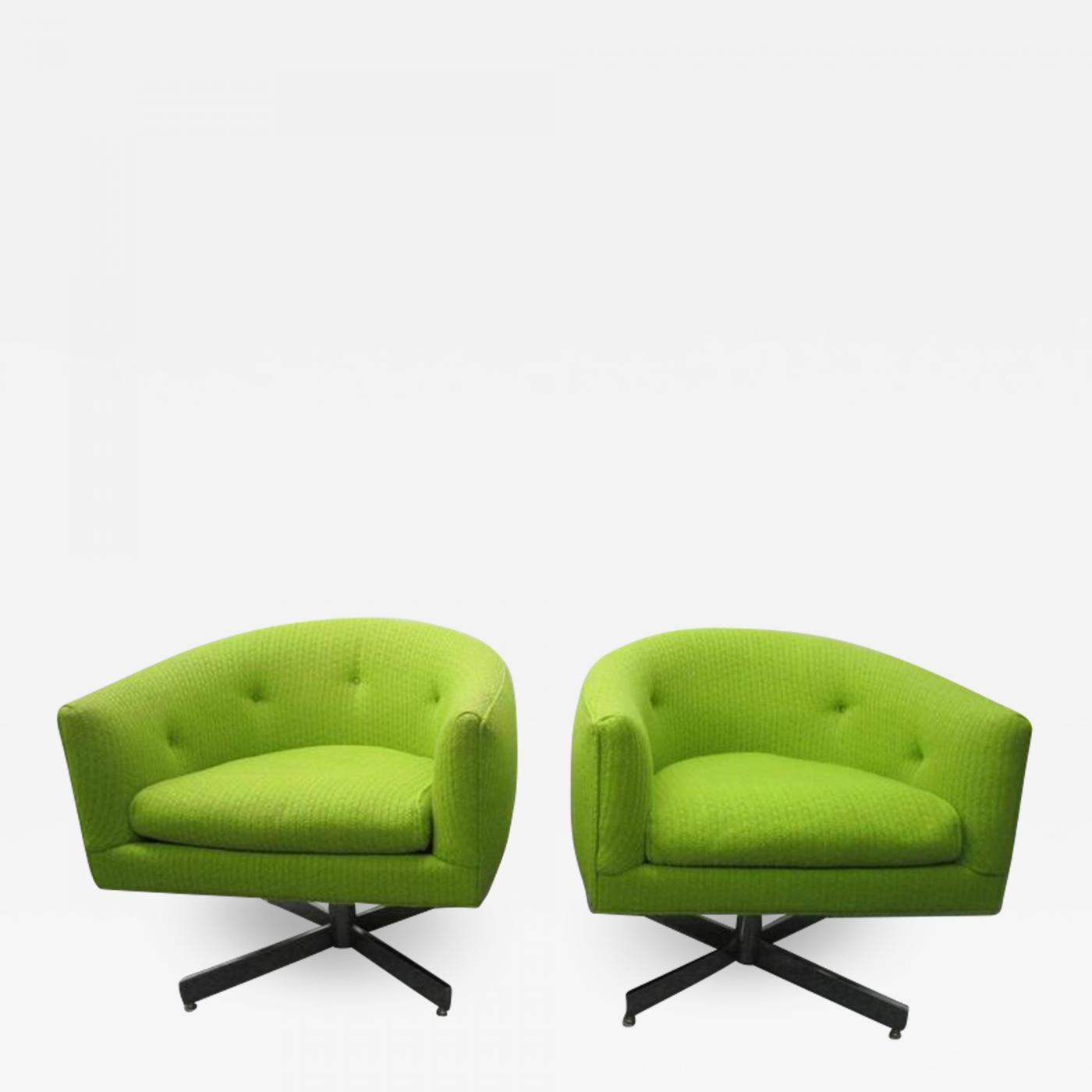 Milo Baughman Stunning Pair Of Signed Milo Baughman Barrel Back Swivel Chairs Mid Century